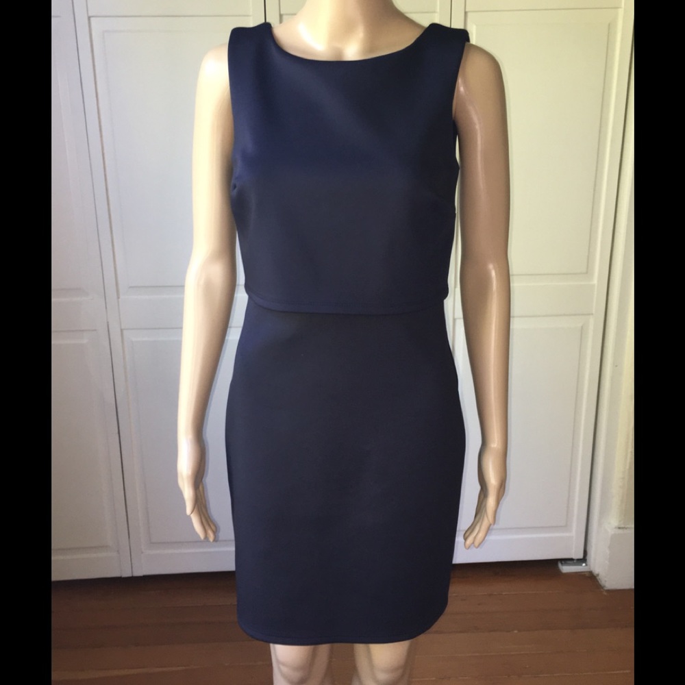 Anthropologie Bailey 44 Navy sheath dress Sz SM